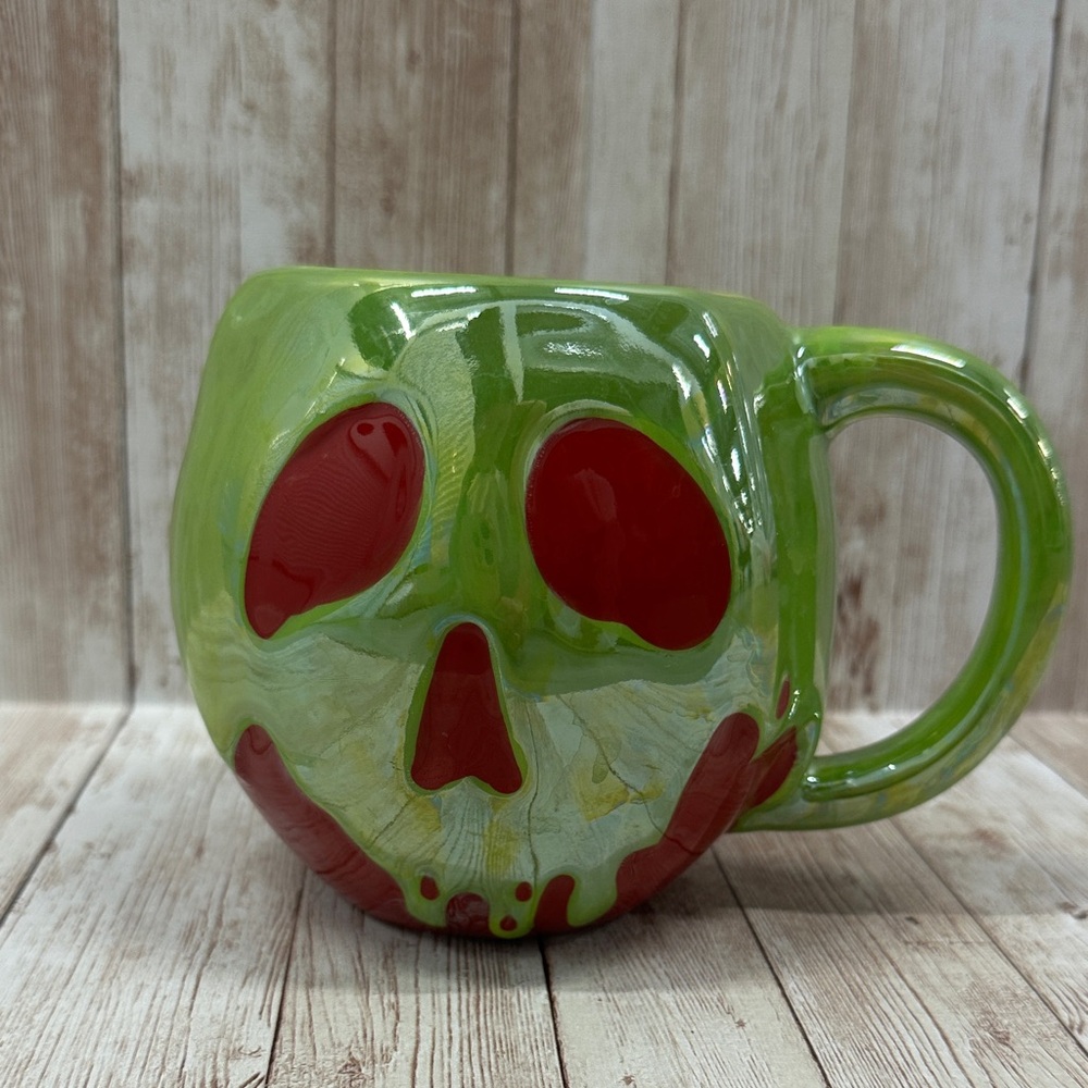 Disney Snow White Hand Painted Poisoned Apple Skull Mug NWOT